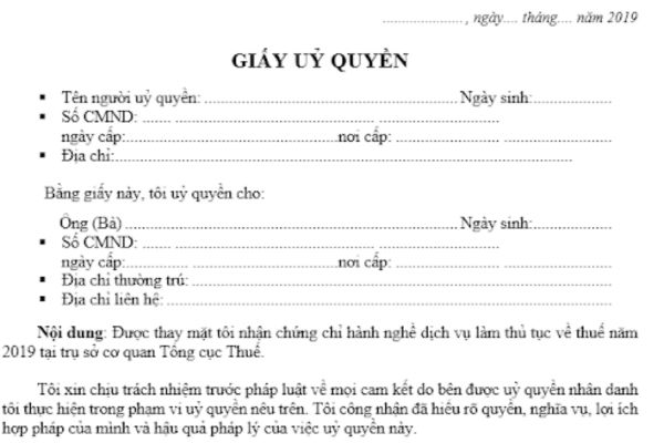 Ủy quyền để thực hiện nghĩa vụ